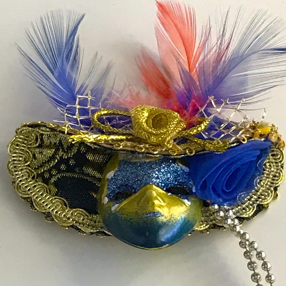 Mini Venetian  Style Masquerade Hat Mardi Gras Christmas Decor
